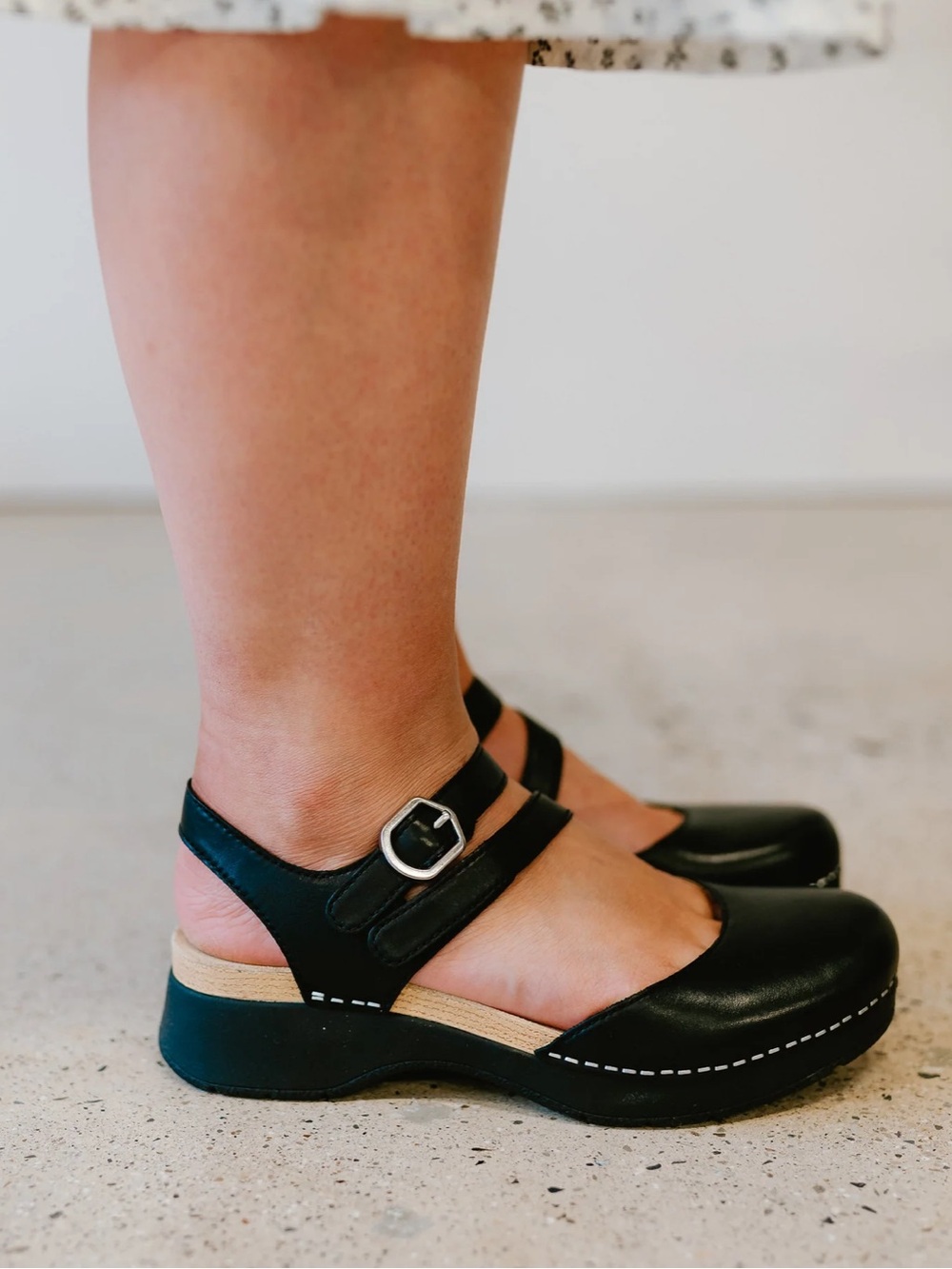 Dansko Rissa Black Leather Mary Jane Clogs EU38/US7.5-8 New!